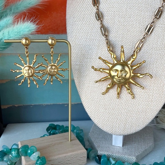 Park Lane ☀️ SUNNY DAYS Earrings Retro Sun Rays Matte Gold Tone NWT - Picture 6 of 10